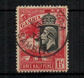GAMBIA - 1922 1 1/2d bright rose scarlet cancelled JAWARRA/GAMBIA. Very scarce.  SG 125.