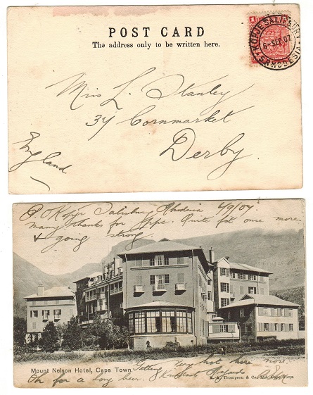 RHODESIA - 1907 1d rate postcard use to UK used at KOPJE SALISBURY.