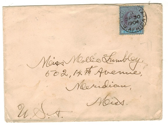 LAGOS - 1904 2 1/2d rate cover to USA used at ABEOKUTA.