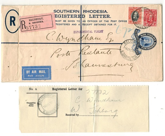 SOUTHERN RHODESIA - 1931 4d dark blue RPSE sent on the Imperial Airways EXPERIMENTAL FLIGHT. H&G 2a.