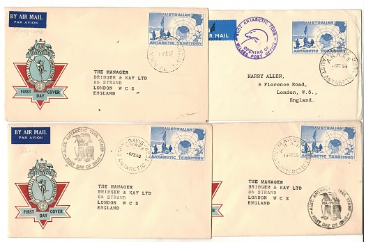 AUSTRALIA - 1957/8 range of 4 2/- rate covers from different bases.