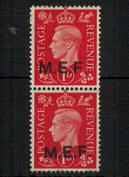 B.O.F.I.C. (MEF) - 1942 1d scarlet mint se-tenant pair with ROUND/SQUARE STOPS.  SG M6b.