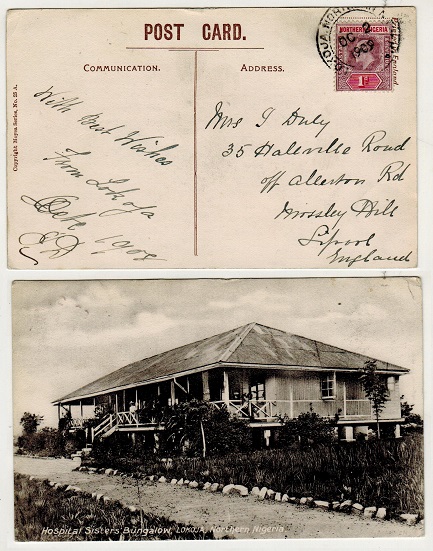 NORTHERN NIGERIA - 1909 1d rate postcard use to UK.