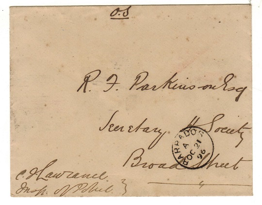 BARBADOS - 1896 local stampless 