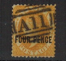 ST.LUCIA - 1882-84 4d yellow cancelled by 