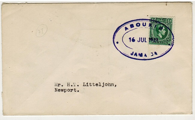 JAMAICA - 1949 1/2d rate local cover used at ABOUKIR.