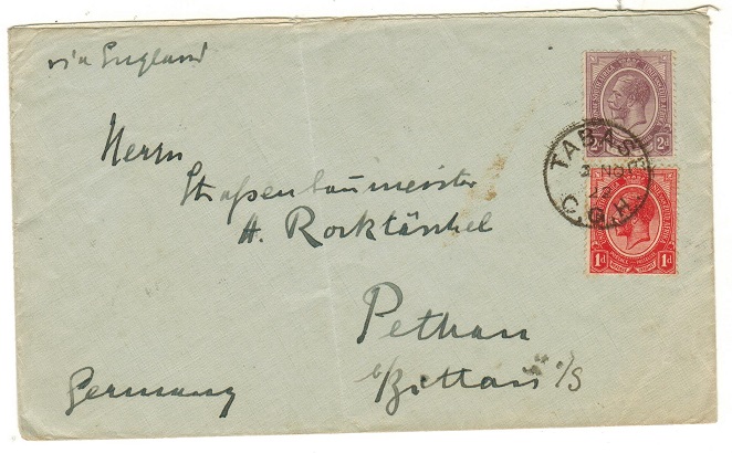 SOUTH AFRICA - 1922 3d rate cover to Germany used at TABASE.