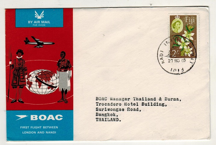 FIJI - 1965 first flight cover to Thailand.