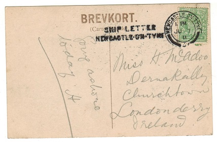 GREAT BRITAIN - 1911 1/2d postcard use to Ireland struck 