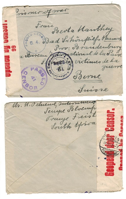 SOUTH AFRICA - 1917 censored 