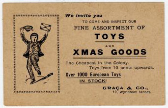 HONG KONG - 1912 1c PSC with Graca & Co commercial pre-printed reverse for Xmas Toys.  H&G 25.