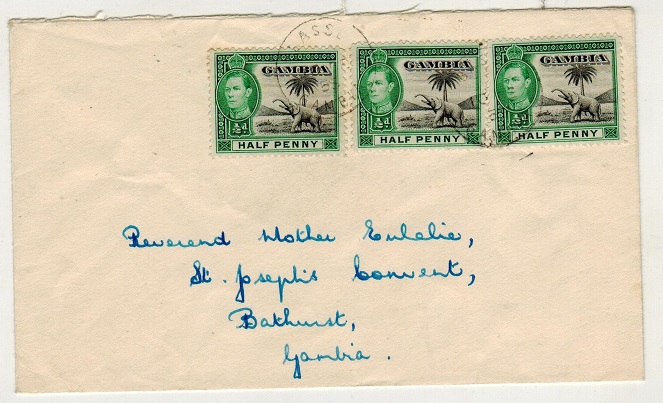 GAMBIA - 1955 1 1/2d rate local cover used at BASSE.