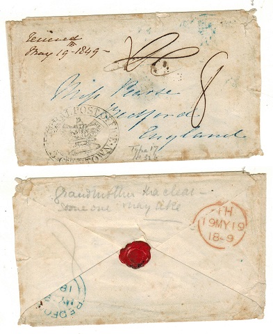 CAPE OF GOOD HOPE - 1849 stampless cover to UK struck by GENERAL POST OFFICE/CAPE TOWN h/s.