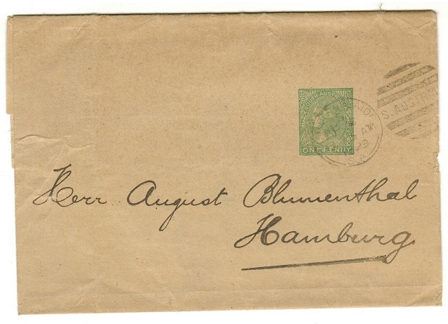 SOUTH AUSTRALIA - 1889 1d green stationery wrapper used at ADELAIDE.  H&G 4.