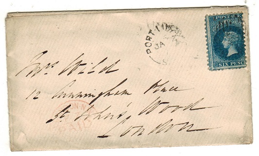 SOUTH AUSTRALIA - 1874 6d rate cover to UK used at PORT LINCOLN.