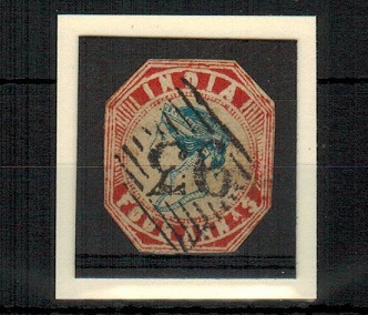 INDIA - 1854 4a indigo and red used 