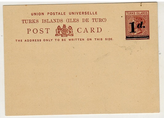TURKS AND CAICOS IS - 1892 1d on 1 1/2d  provisional PSC unused.  H&G 3.