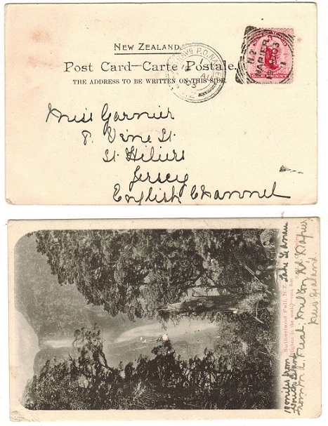 NEW ZEALAND - 1903 1d rate postcard use to UK used at NAPIER with TRAVELLING PO NAPIER strike.