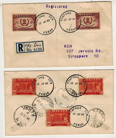 MALAYA - 1962 local registered cover used at KAMPONG DEW.
