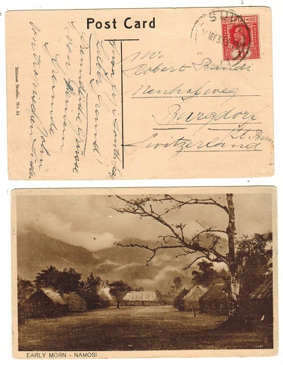 FIJI - 1933  1 1/2d rate picture postcard use to Switzerland.