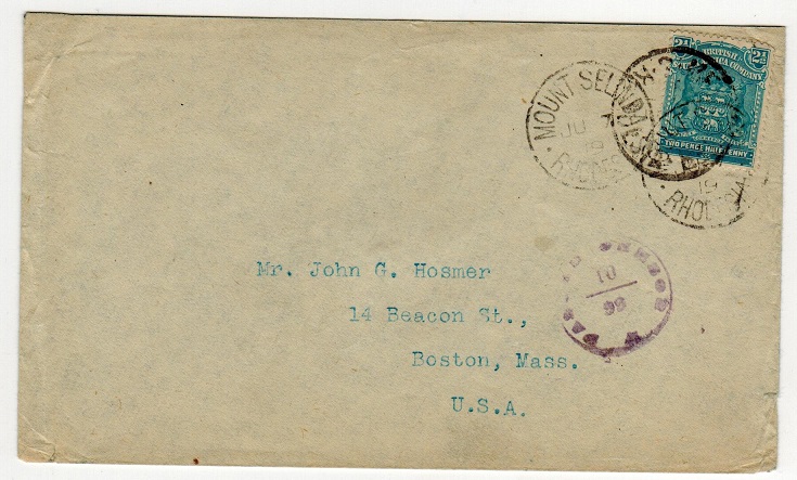 RHODESIA - 1919 2 1/2d censored cover to USA used at MELSETTER.
