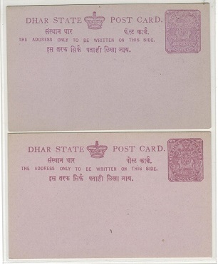 INDIA - 1897 1/4a PSC in two different shades. Unused.  H&G 5.