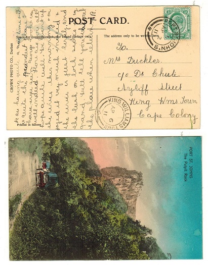 CAPE OF GOOD HOPE - 1911 1/2d rate local postcard used at PORT ST.JOHN