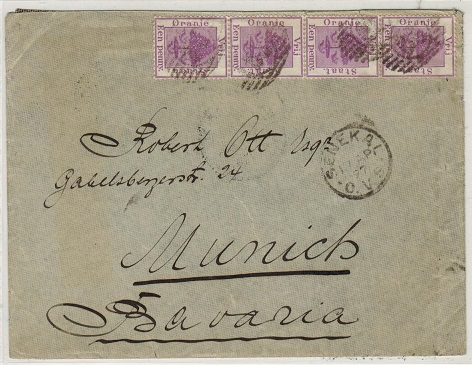 ORANGE FREE STATE - 1897 4d rate cover to Bavaria used at SENEKAL.