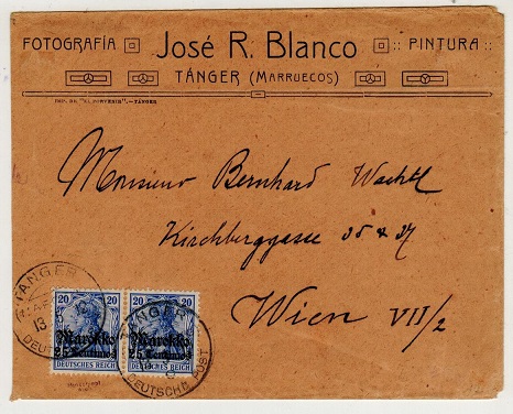 MOROCCO AGENCIES - 1912 40pfg rate cover to Austria used at TANGER.