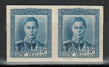 NEW ZEALAND - 1947 3d IMPERFORATE PLATE PROOF pair on thick card.