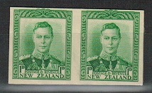 NEW ZEALAND - 1938-44 1d IMPERFORATE PLATE PROOF pair on thick card.