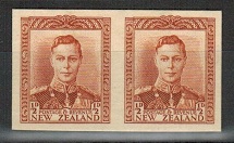 NEW ZEALAND - 1938-44 1/2d IMPERFORATE PLATE PROOF pair on thick card.