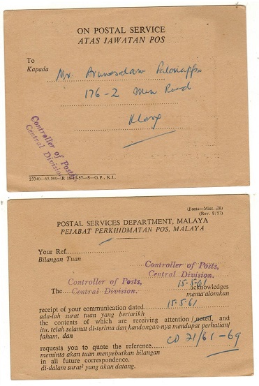MALAYA - 1961 use of 