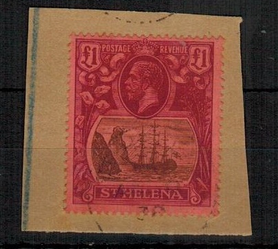 ST.HELENA - 1922-37 1 purple adhesive tied to piece by light ST.HELENA cds.  SG 96.
