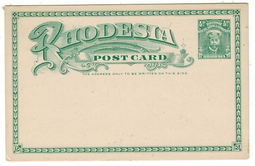 RHODESIA - 1913 1/2d green PSC fine unused.  H&G 14.
