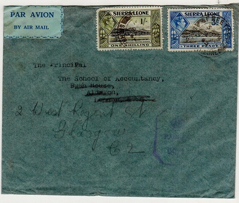 SIERRA LEONE - 1943 1/3d rate censored cover to UK.