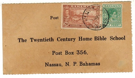 BAHAMAS - 1951 bible course card addressed locally used at  KEMPS BAY/BAHAMAS cds.

