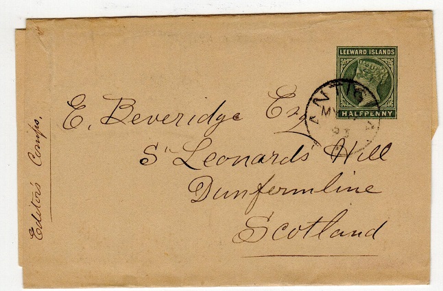 ANTIGUA - 1891 1/2d green postal stationery wrapper to UK.  H&G 1.