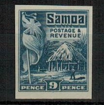 SAMOA - 1921 9d IMPERFORATE PLATE PROOF in blue.