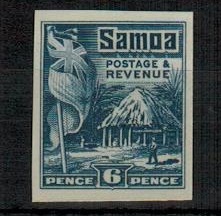 SAMOA - 1921 6d IMPERFORATE PLATE PROOF in blue.