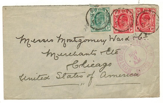 CAPE OF GOOD HOPE - 1912 cover to USA with Transvaal 1/2d and 1d (x2) used at MOUNT FRERE.
