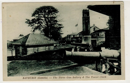 GAMBIA - 1910 (circa) unused postcard depicting The Three Gun Battery.