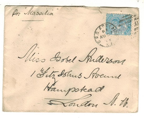 SOUTH AUSTRALIA - 1888 6d rate cover to UK used at GPO ADELAIDE.