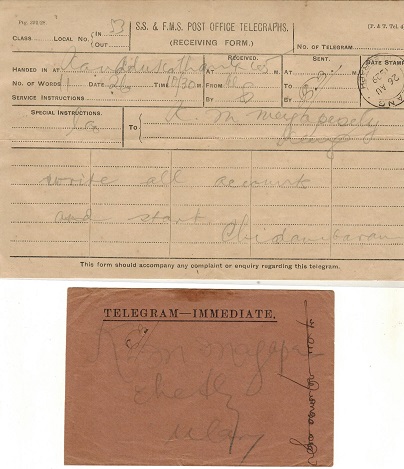 MALAYA - 1929 TELEGRAM complete with original envelope used at KLANG.