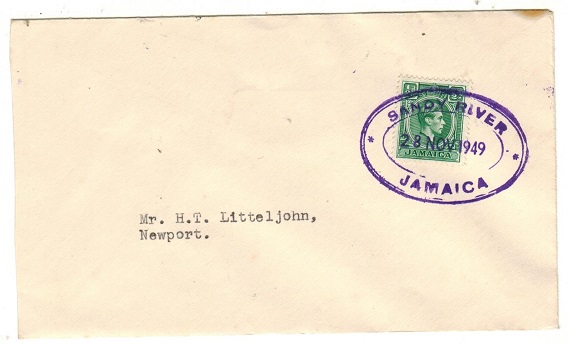 JAMAICA - 1949 1/2d rate local cover cancelled by SANDY RIVER 