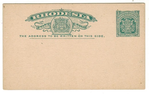 RHODESIA - 1903 1/2d green PSC unused.  H&G 13.