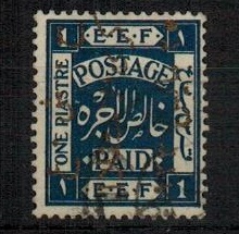 TRANSJORDAN - 1923 1p dark blue with gold overprint in fine used condition.  SG 103b.
