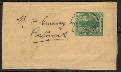DOMINICA - 1903 1/2d green postal stationery wrapper used locally. H&G 1.
