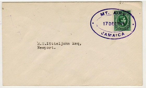 JAMAICA - 1949 1/2d local cover used at MT.AIRY.