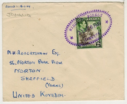 JAMAICA - 1949 2d rate cover to UK used at WINDSOR FORREST.